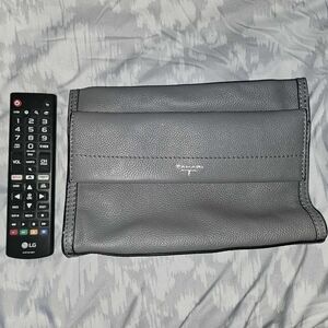 Tahari Gray Leather Clutch